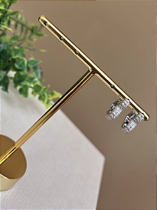 Brinco coração cravejado rodio