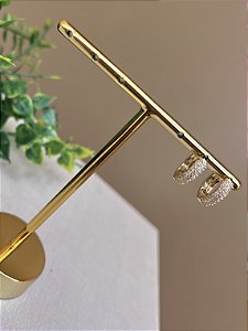 Brinco argolinha cravejada ouro