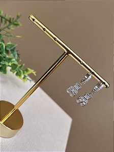 Brinco argolinha ursinho rodio