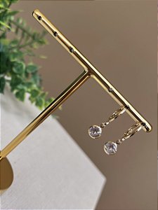 Brinco argolinha ponto de luz crav inglesa ouro