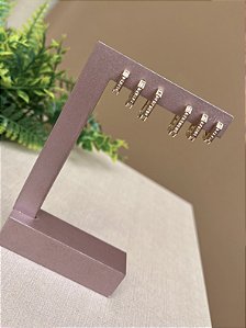 Trio de argolinhas quadrada baguete ouro