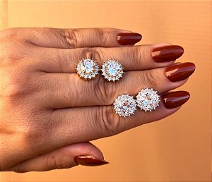 Brinco ponto de luz cravejado prata