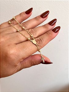PULSEIRA TERÇO NOSSA SENHORA COM BOLINHAS