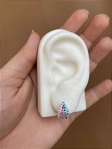 Brinco 4 fileiras cravejado colors prata