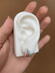 Brinco 4 fileiras cravejado colors ouro