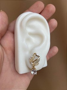 Brinco borboleta com olho de gato ouro