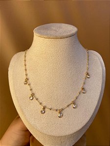 COLAR BOLINHAS COM PONTOS DE LUZES OURO