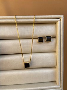 CONJUNTO PONTO DE LUZ QUADRADO PRETO