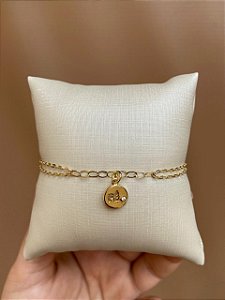 PULSEIRA PLAQUINHA FÉ COM ZIRCONIA