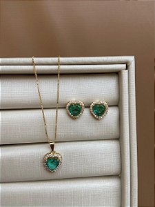 CONJUNTO CORAÇÃO CRAV TURMALINA