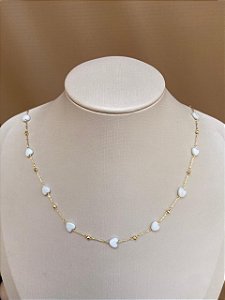 COLAR BRANCO DE BOLINHA CESTAVADA 35CM