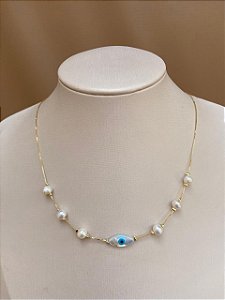 COLAR OLHO GREGO PEROLA