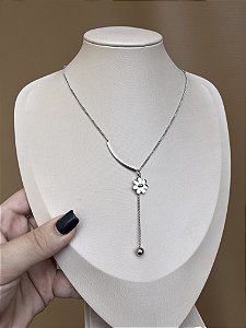 COLAR AÇO INOX FLOR SILVER