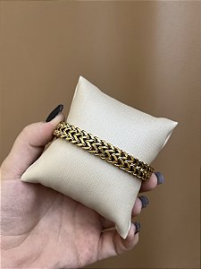 PULSEIRA AÇO INOX MASCULINA DOURADA