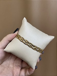 PULSEIRA AÇO INOX FITA TRANÇADA