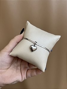 PULSEIRA FITA AÇO INOX COM CORAÇÃO SILVER