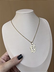 COLAR AÇO INOX BRASÃO FÉ