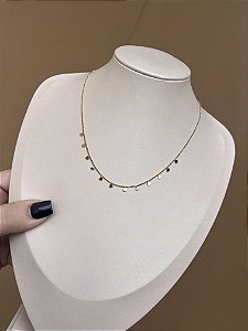 COLAR AÇO INOX COM CORAÇÕES DOURADO