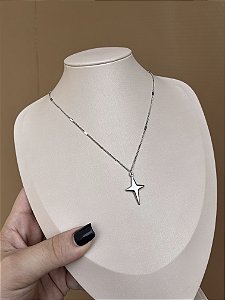 COLAR AÇO INOX ESTRELA SILVER