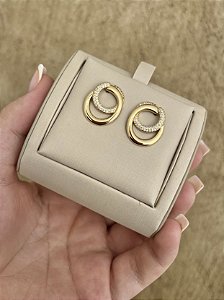 Brinco Elos crav. e liso dourado