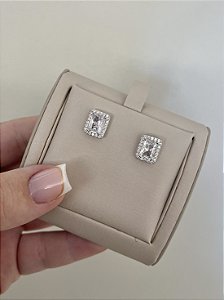 Brinco retangular crav Cristal