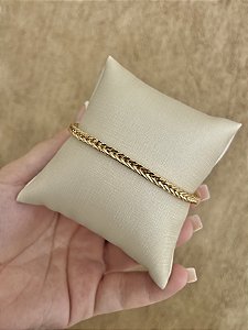 Pulseira malha trançada dourada 18+3cm