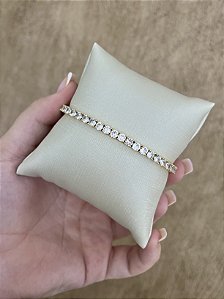 Pulseira riviera 4mm 4 pontas dourada 16+2cm