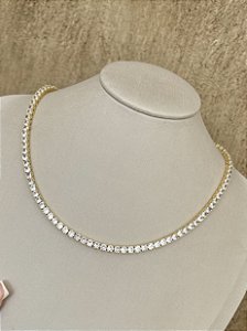 Colar riviera 4mm 4 pontas dourada 42+2cm