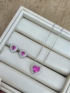 Conjunto coração crav G - Pink