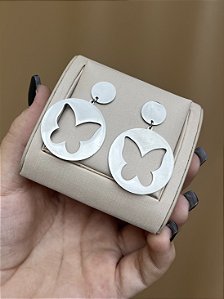 BRINCO AÇO INOX BORBOLETA VAZADA