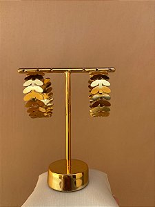 BRINCO ARGOLA FOLHAS AÇO INOX DOURADO