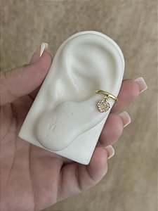 PIRCING FAKE PIN CORAÇÃO CRAVEJADO DOURADO