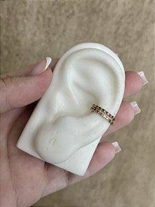 PIRCING FAKE DUAS LINHAS CRAVEJADO COLORS DOURADO