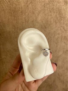 PIRCING FAKE PIN CORAÇÃO CRAVEJADO PRATA