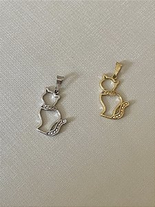 PINGENTE GATO VAZADO DOURADO