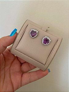 BRINCO CORAÇÃO CRISTAIS NAVETE AMETISTA