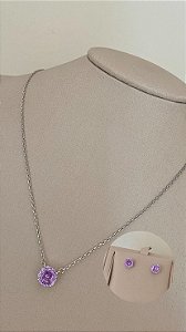 CONJUNTO FLOR LILAS NO RODIO