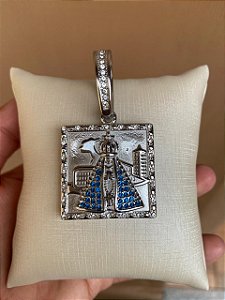 PINGENTE QUADRADO NOSSA SENHORA CRAV AZUL