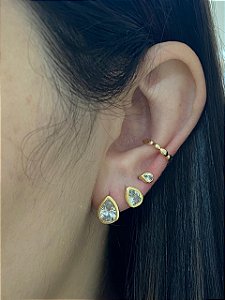 BRINCO TRIO EM GOTA ZIRCÔNIA