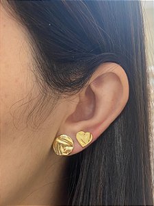 BRINCO DUO ORGÂNICO REDONDO E DE CORAÇÃO