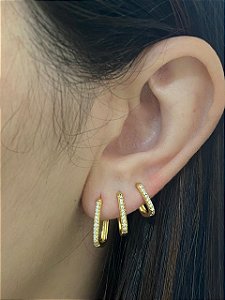 BRINCO TRIO ARGOLAS CLICK RETANGULAR CRAVEJADO