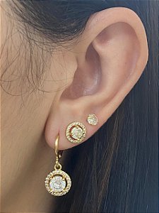 BRINCO TRIO REDONDO CRAV COM ZIRCÔZIA E PONTO DE CRISTAL