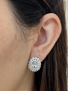 BRINCO MOLDURA 2 FILEIRAS OVAL CRAV EM ZIRCONIAS RODIO