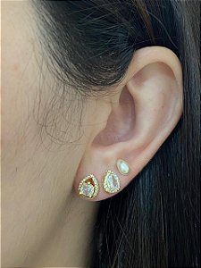 BRINCO TRIO GOTA PEROLA E GOTA CRAVEJADO