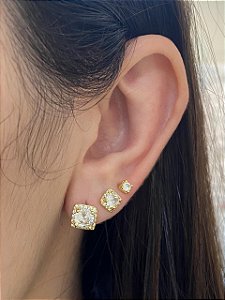 BRINCO TRIO QUADRADINHOS CRAVEJADO