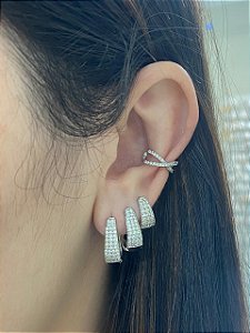 BRINCO TRIO ARGOLA HARPA CLICK CRAV ZIRCÔNIA BOMBÊ RODIO