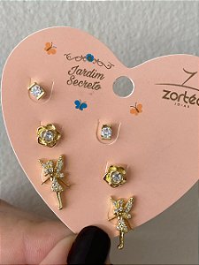 BRINCO TRIO FADINHA E FLOR