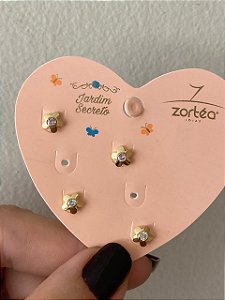 BRINCO DUO FLORZINHAS ROSA BEBE