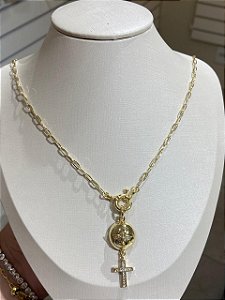 COLAR CARTIER PING ESPIRITO SANTO E CRUZ CRAVEJADA