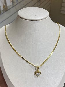 COLAR MALHA CORAÇÃO VAZADO CRAV CRISTAL